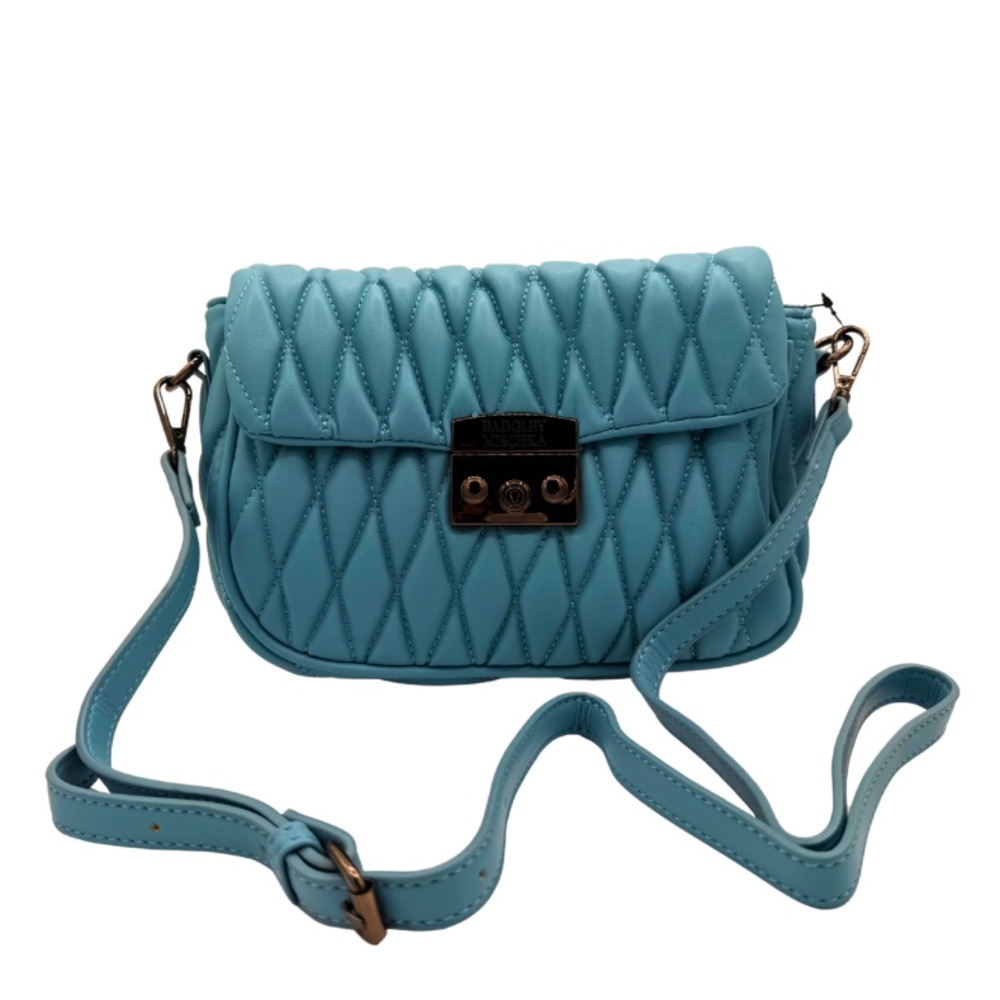 Badgley Mischka Blue Quilted Crossbody Bag - Picture 1 of 6